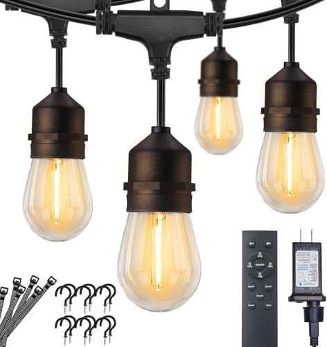 Brightown Outdoor String Lights, 112FT 35 Bulbs Shatterproof Patio Lights with Remote, IP65 Waterproof Dimmable Hanging Connectable LED Outdoor Lights for Backyard, Bistro, Porch, Deck, Balcony | Amazon (US)