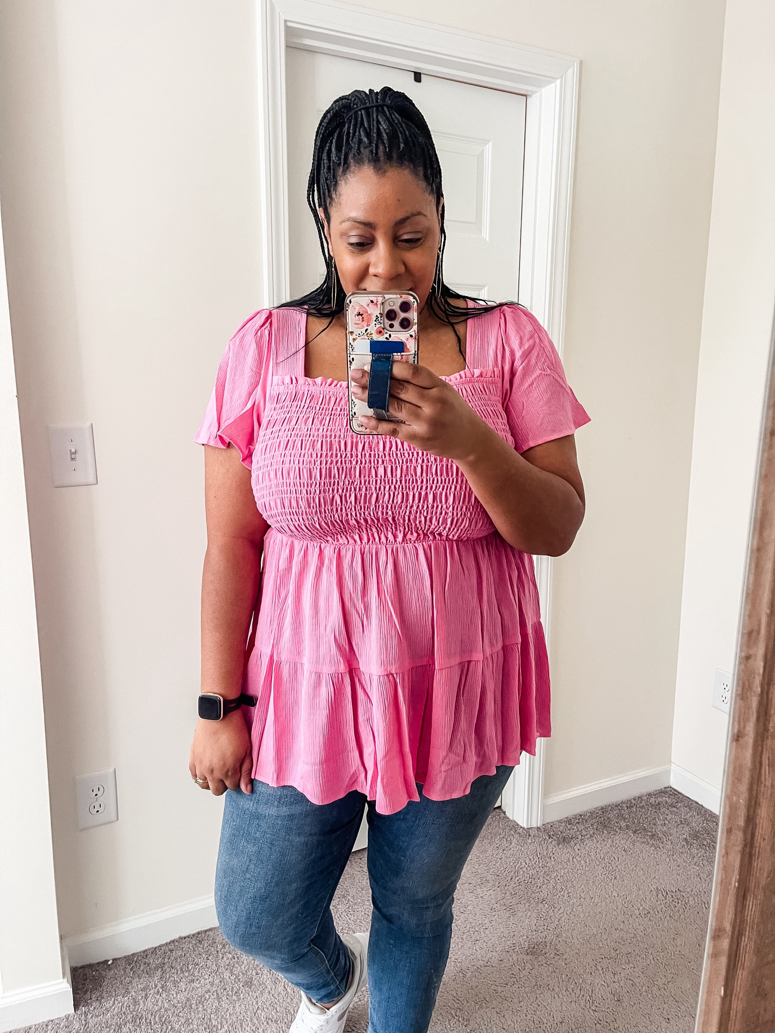 Pink smocked gauze babydoll top. Wearing size 1 which is a 14/16  

#LTKstyletip #LTKplussize #LTKmidsize