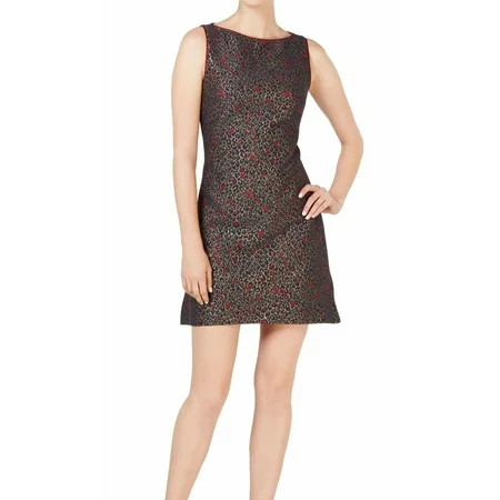 Betsey Johnson Women s Metallic Leopard Print Jacquard Shift Mini Dress-Red / 8 | Walmart (US)