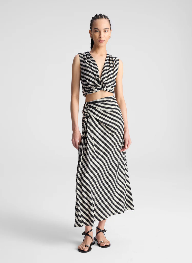 Jean Gingham Midi Skirt | A.L.C