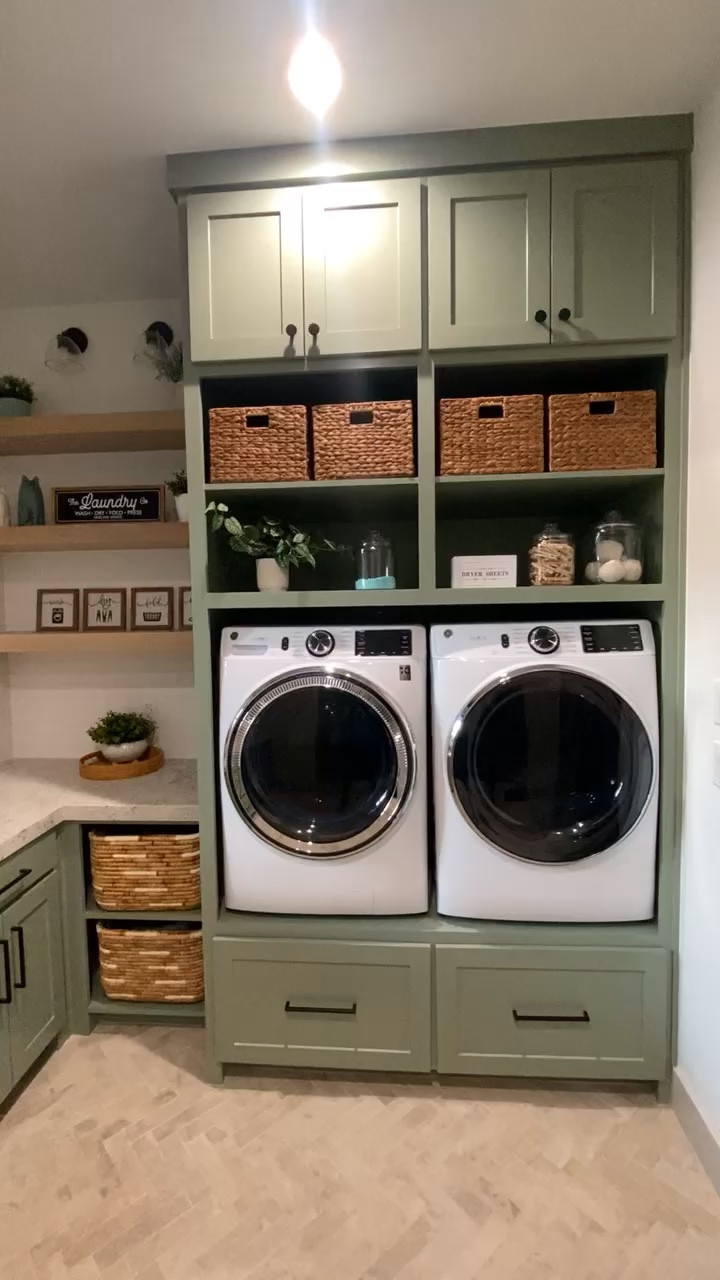 Laundry room decor, water hyacinth baskets, vases, stems, greenery, woven baskets, floating shelves, laundry signs 

#LTKHome #LTKVideo