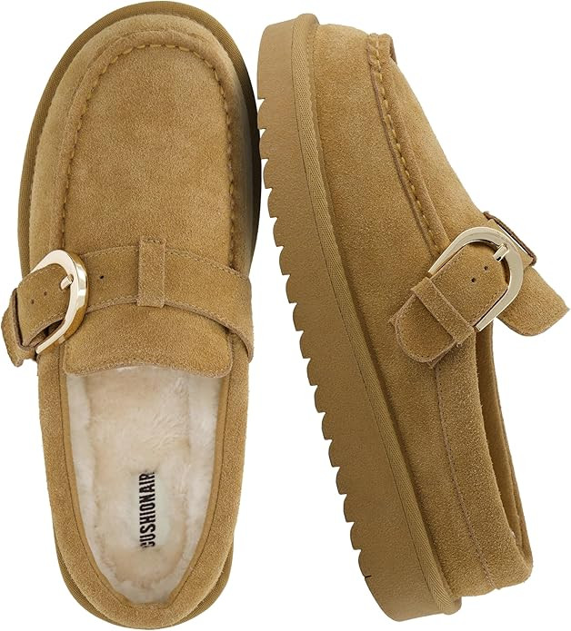 CUSHIONAIRE Origin Genuine Suede Mule Clogs for Women, Cozy Slip-On Moc Toe Loafer with Buckle an... | Amazon (US)