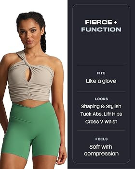 Aoxjox Trinity Workout Biker Shorts for Women Cross-Waist Crossover High Waisted Tummy Control At... | Amazon (US)