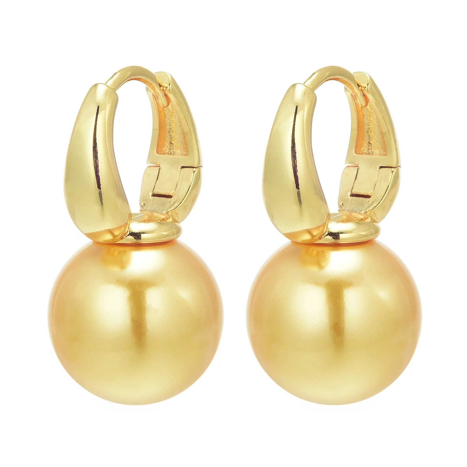 HUGE SWAN 14mm Elegant Big Pearl Dangle Earrings 14K Gold Plated Hoop Clasp for Women,  for Weddi... | Walmart (US)