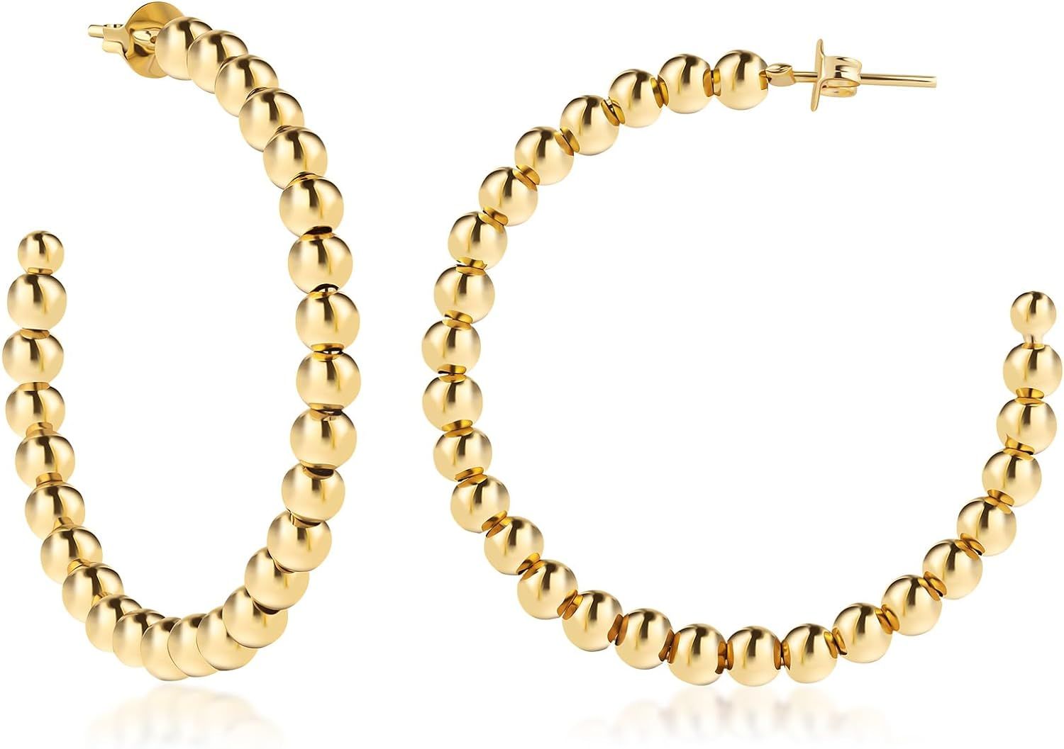 Barzel 18K Gold Plated Ball Hoop Earrings - Made In Brazil | Amazon (US)