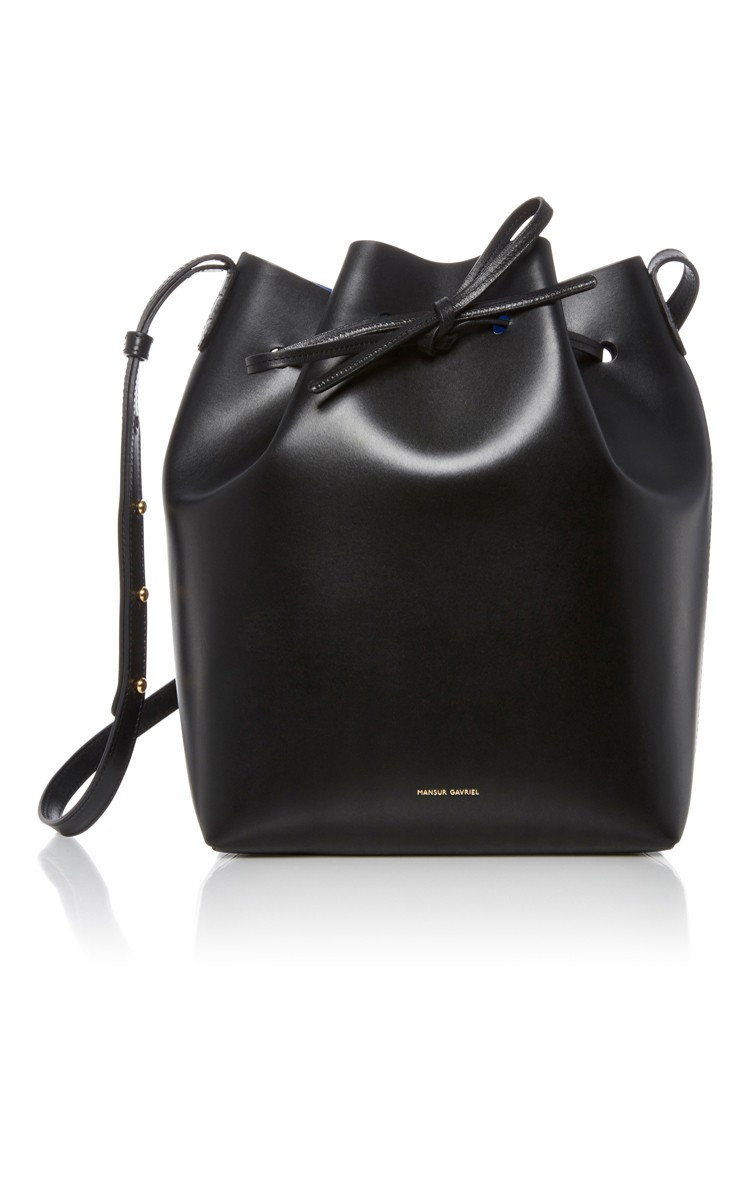 Mansur Gavriel Black Leather Bucket Bag | Moda Operandi Global