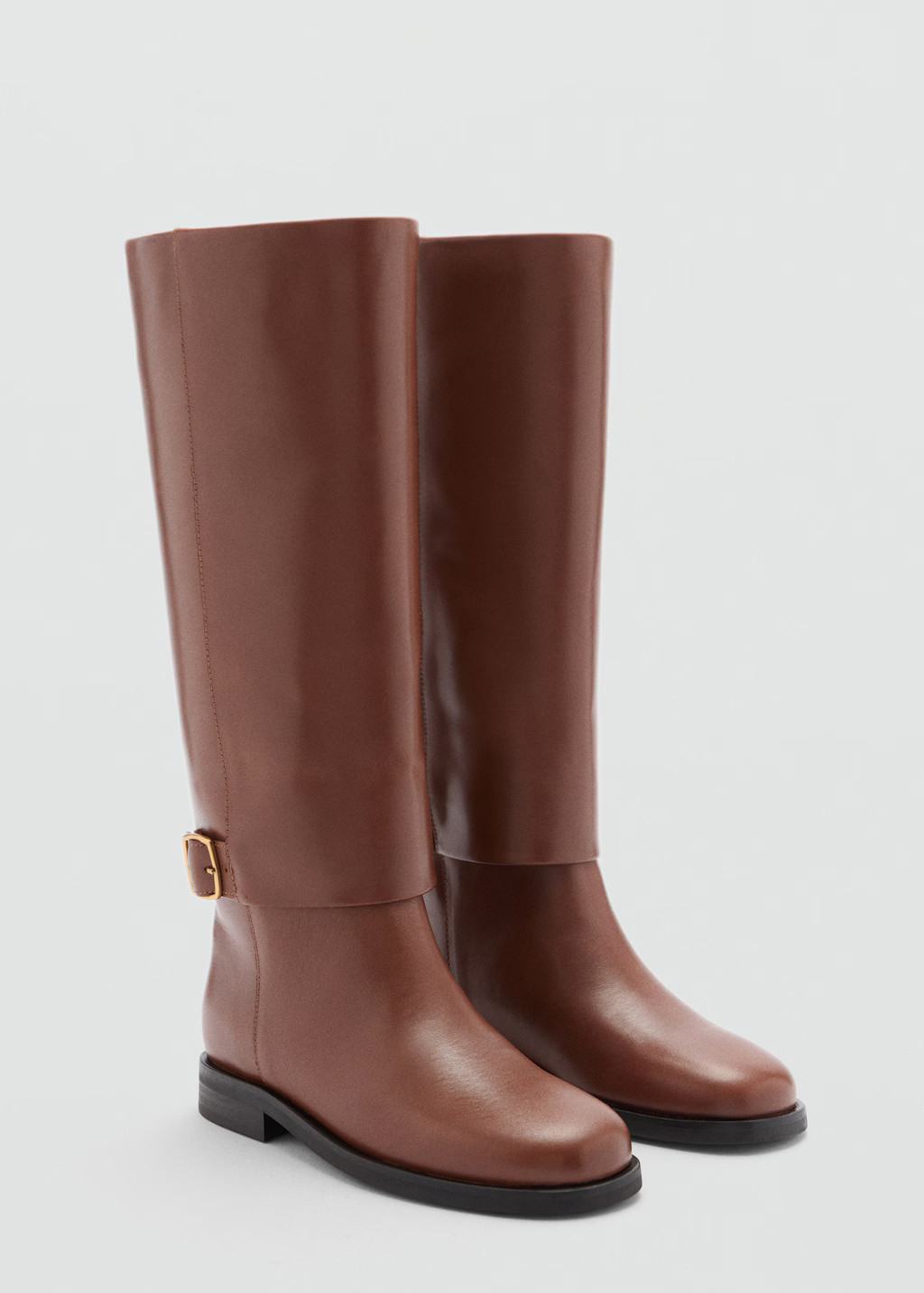 Leather boots with decorative buckle - Women | MANGO United Kingdom | MANGO (UK)
