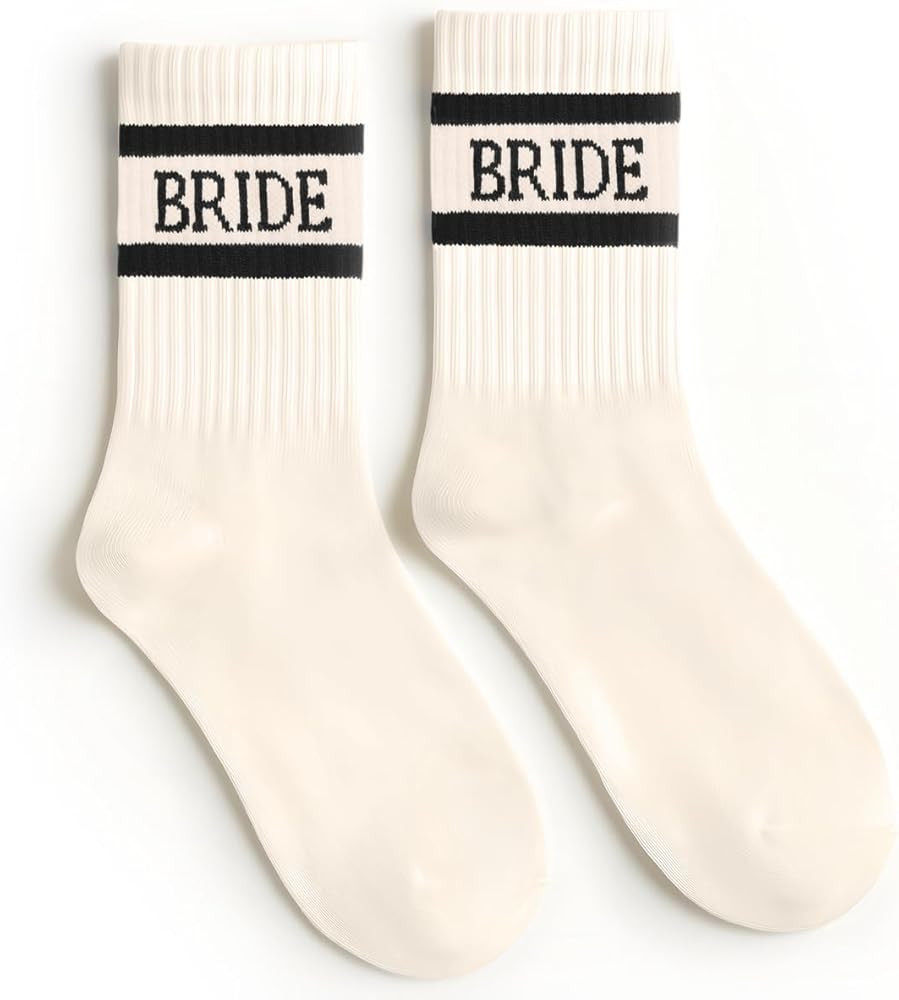 xo, Fetti Bride Socks, Ivory + Black | Bride To Be Gift, Bachelorette Decorations, Wedding Day Sl... | Amazon (US)