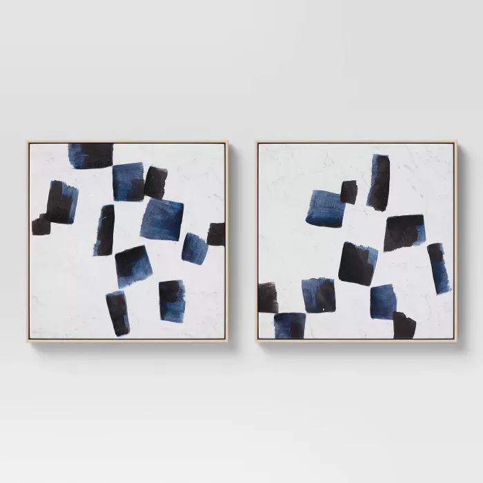 (Set of 2) 20" x 20" Blue Squares Framed Wall Canvas - Threshold™ | Target