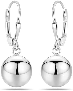 LeCalla Sterling Silver Drop Ball Earrings for Women's Lightweight Classic Leverback Round Bead B... | Amazon (CA)