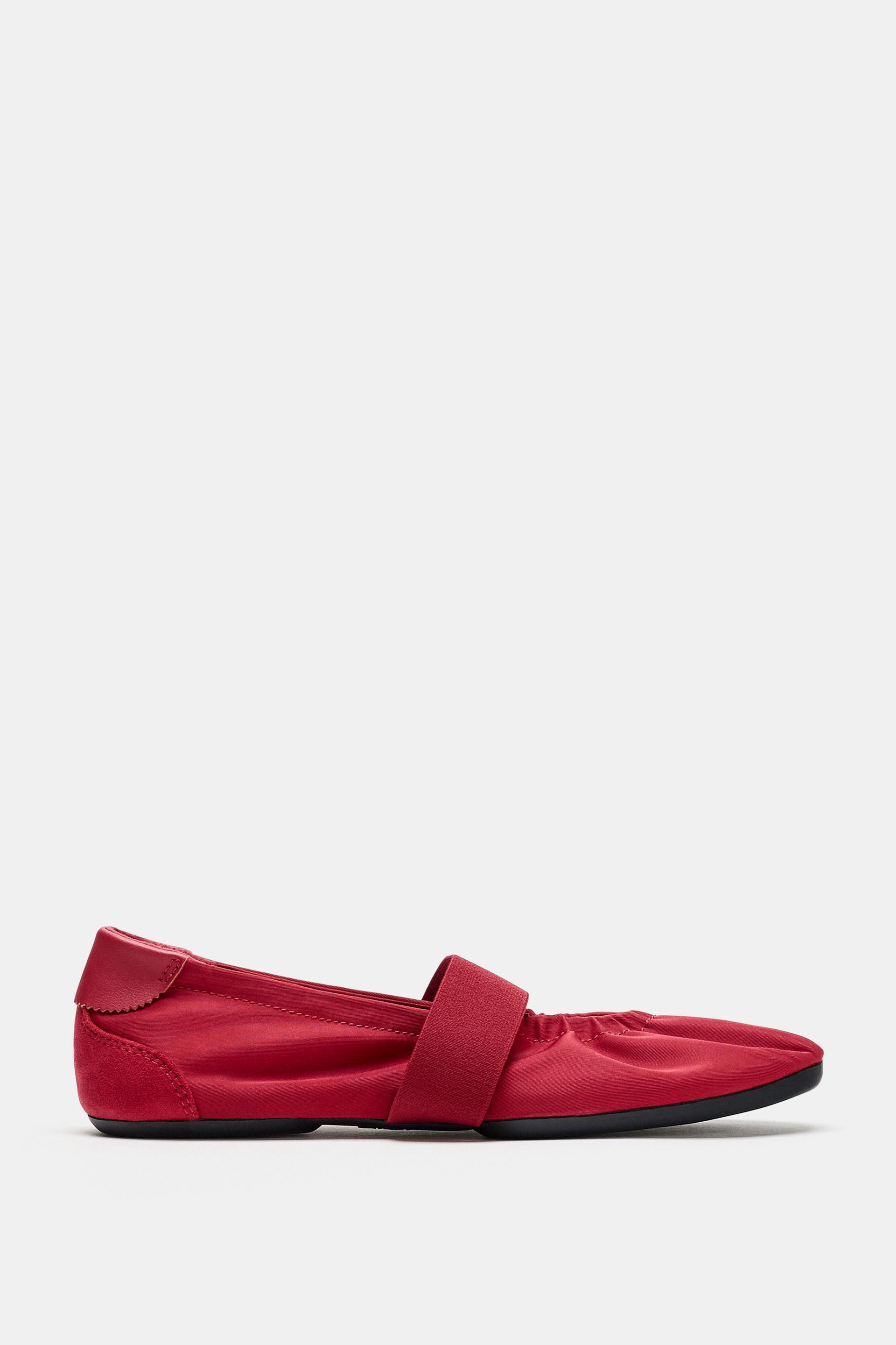 Zara - Elastic Sports Ballerinas - Red - Au 10 - Eu 41 - Woman | Zara AU