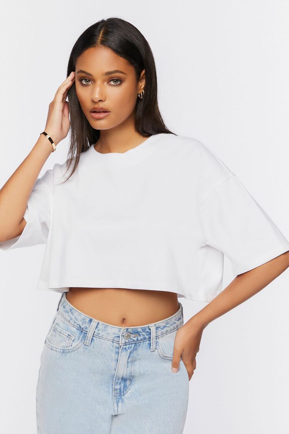 Drop-Sleeve Cropped Tee | Forever 21 | Forever 21 (US)