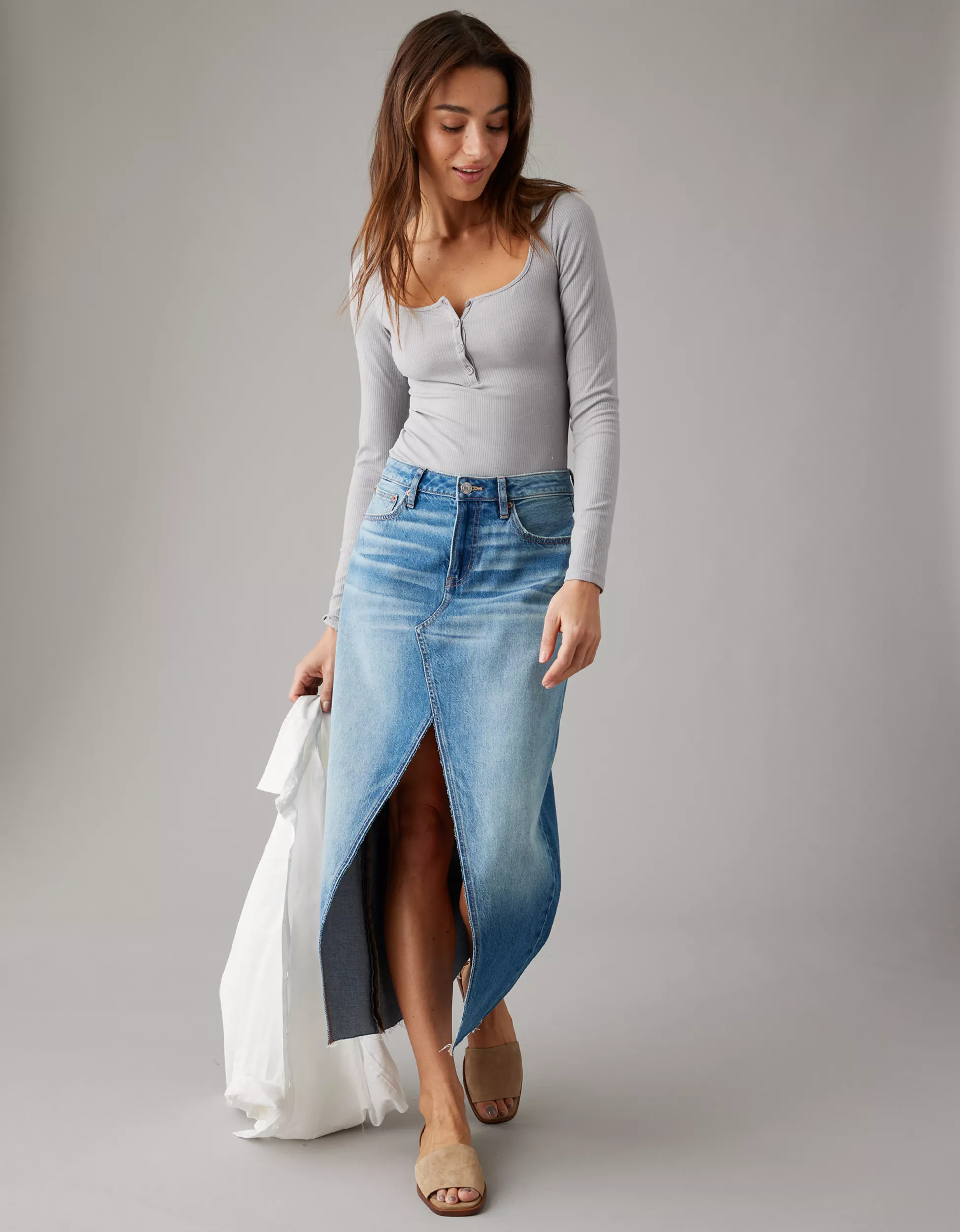 AE Long-Sleeve Henley Bodysuit | American Eagle Outfitters (US & CA)