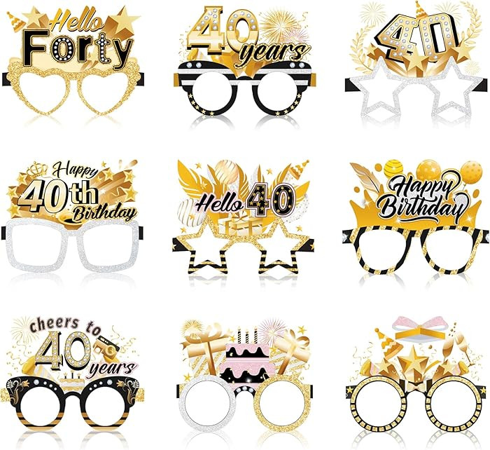 Konsait 40th Birthday Glasses - 18 Pack Party Supplies, Hello Forty Cheers to 40 Years | Amazon (US)