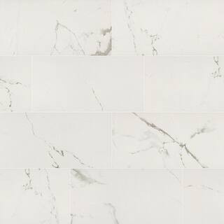 Carrara White 12 in. x 24 in. Matte Porcelain Marble Look Floor and Wall Tile (16 sq. ft./Case) | The Home Depot