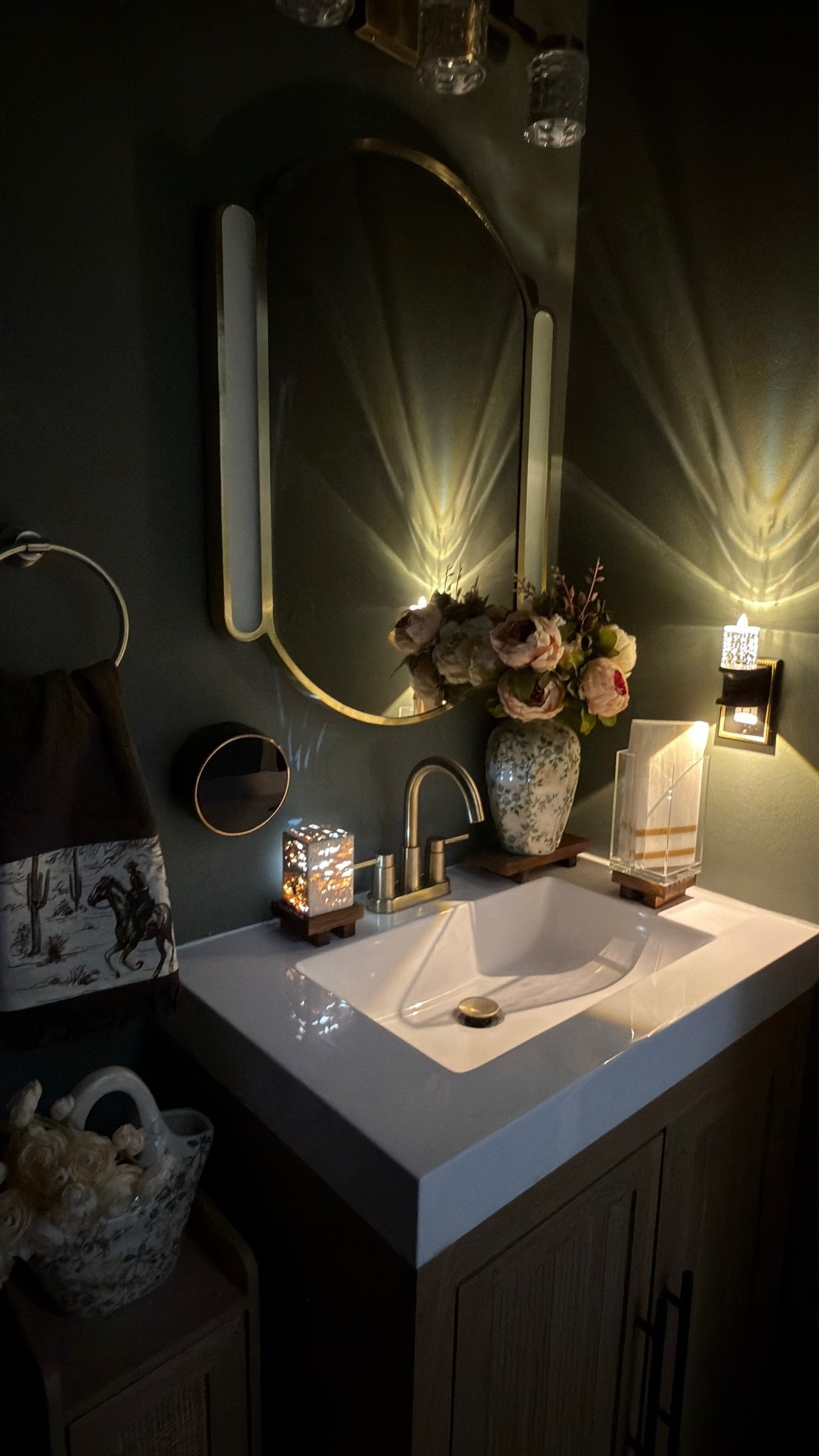 The moodiest powder room ✨🤎 @thehomedepot @Wayfair