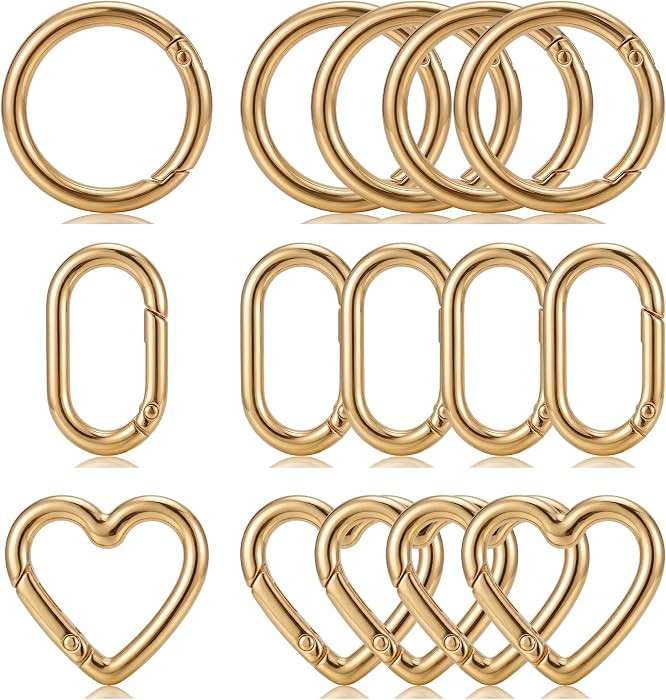 15Pcs Circle Keychain Clips Gold Oval Carabiner Clip Silver Heart Carabiner Spring O Ring Clip fo... | Amazon (US)