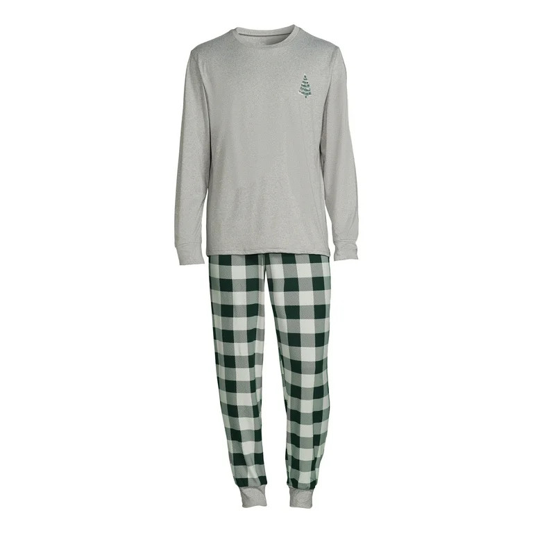 Jolly Jammies Men's Holiday Green Plaid Matching Family Pajamas Set, 2-Piece, Sizes S-XXL - Walma... | Walmart (US)