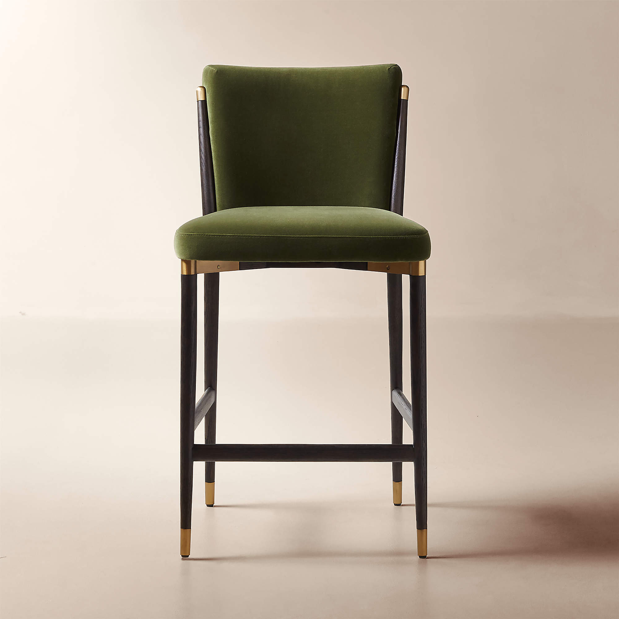 Norrie Forest Green Velvet Dining Counter Stool + Reviews | CB2 | CB2