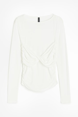 Draped Jersey Bodysuit - Cream - Ladies | H&M US | H&M (US + CA)