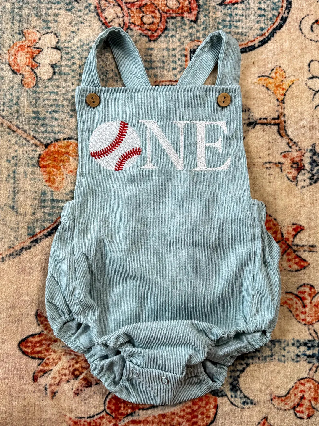 Embroidered Baseball First Birthday Romper – Baby Boy Corduroy Outfit - Etsy | Etsy (US)