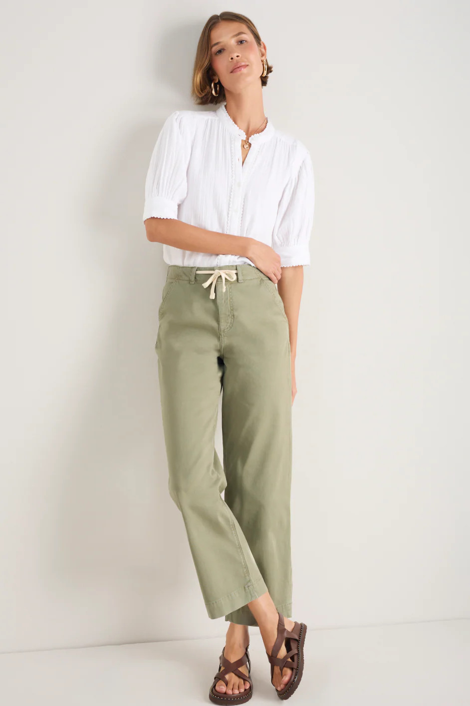 Camille Tie Horseshoe Trouser - Eucalyptus | WYSE London