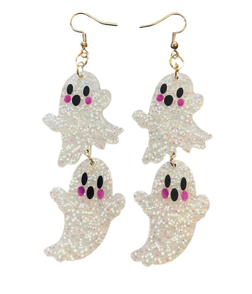 Groovy Glitter Ghost Earrings | UniqueVintage