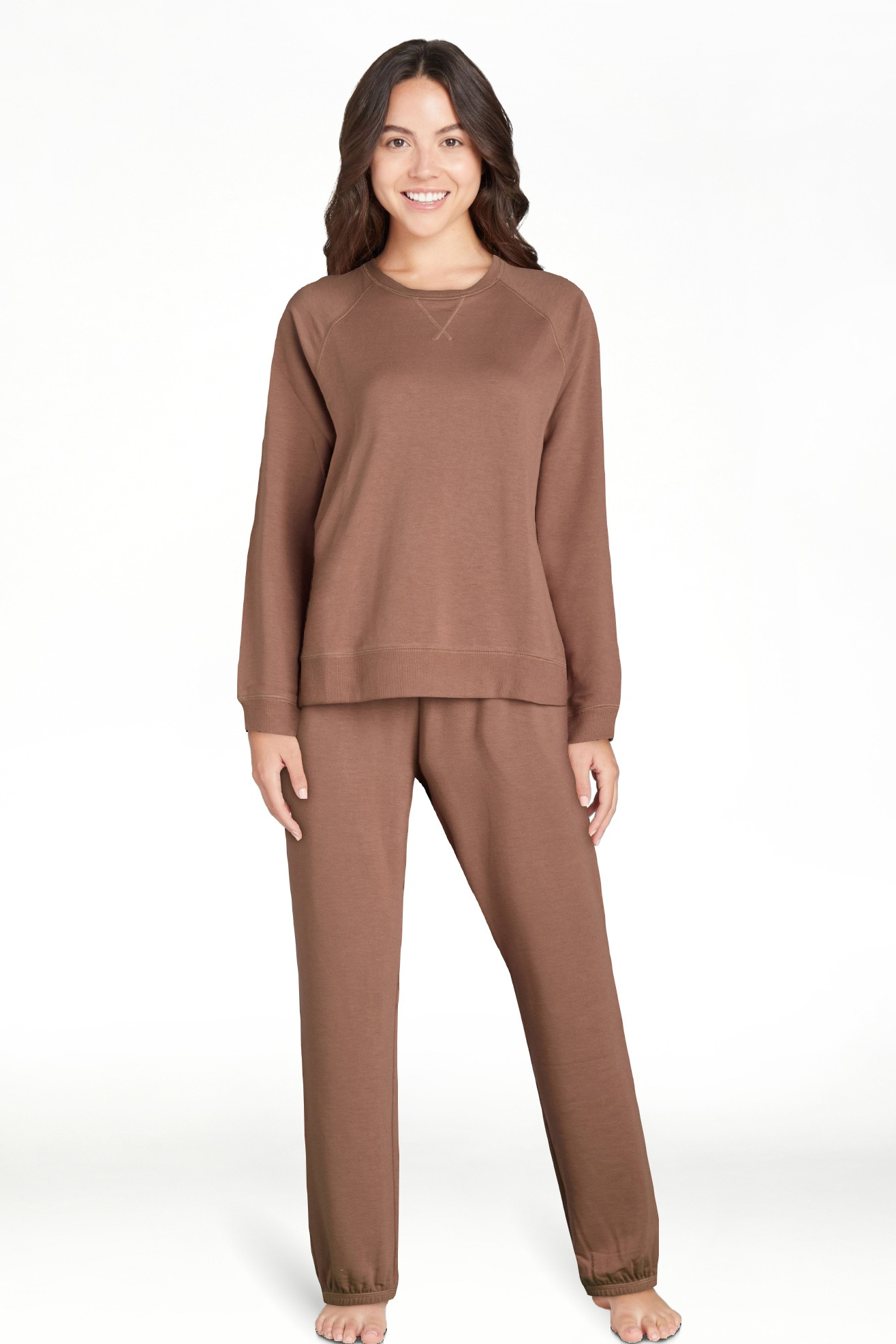 Joyspun Women's and Women’s Plus French Terry Sweatshirt and Joggers Set, 2-Piece, Sizes XS to ... | Walmart (US)