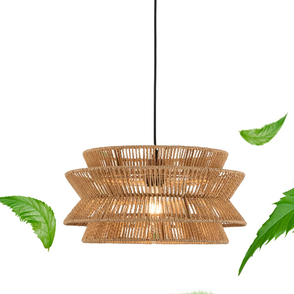 Pendant Lights Kitchen Island 17" Pendant Lights Rattan Chandelier Handwoven Pendant Light Fixtur... | Amazon (US)