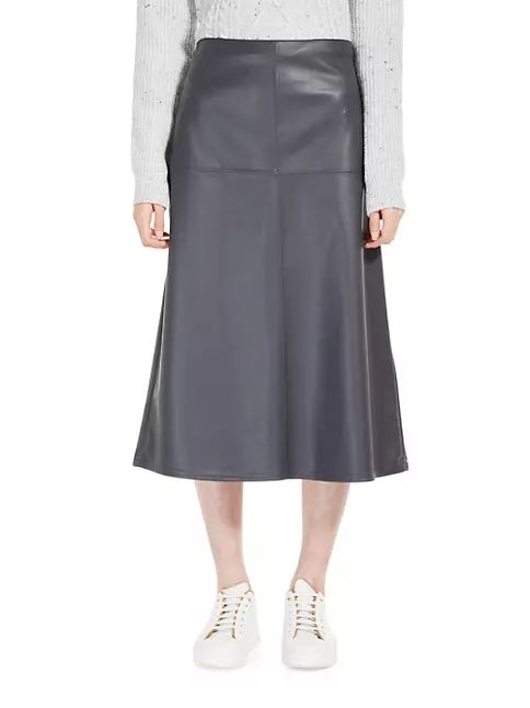 A-Line Faux Leather Midi-Skirt | Saks Fifth Avenue