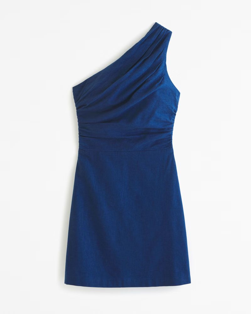 Women's One-Shoulder Linen-Blend Mini Dress | Women's New Arrivals | Abercrombie.com | Abercrombie & Fitch (US)