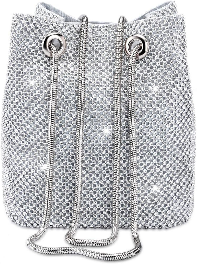 Women Rhinestones Crystal Clutch Mini Evening Bags Bucket Bag Party Prom Wedding Small Shoulder C... | Amazon (US)