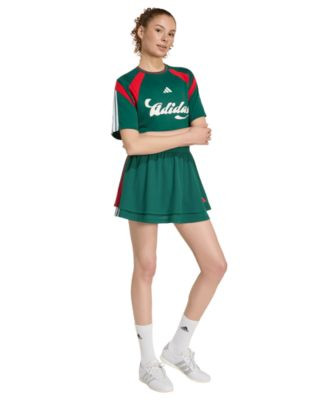 adidas Women's Drawstring House of Tiro Skirt - Team Dark Green/Better Scarlet/White | Macy's