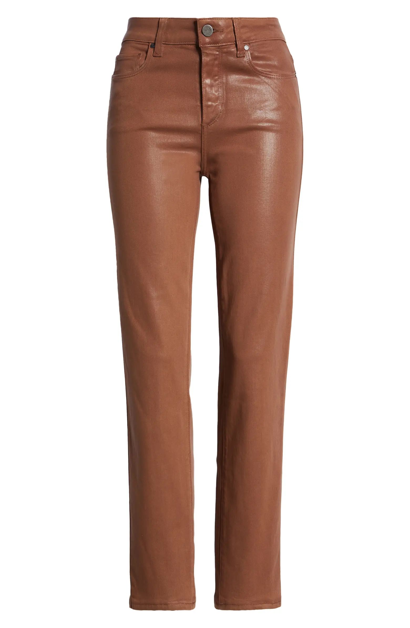 PAIGE Cindy Coated High Waist Ankle Straight Leg Jeans | Nordstrom | Nordstrom