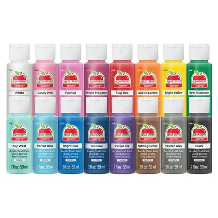 Apple Barrel PROMOABIII Matte Acrylic Craft Paint Set, 2 fl oz, 16 Pc | Walmart (US)