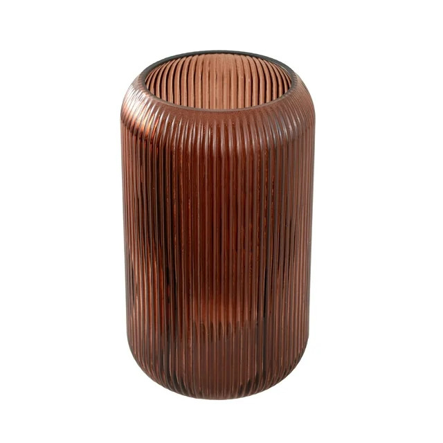 Translucent 8" Amber Fluted Glass Tabletop Vase - Walmart.com | Walmart (US)