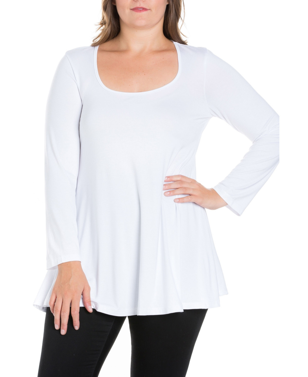 Women's Plus Size Poised Swing Tunic Top - White | Macy's