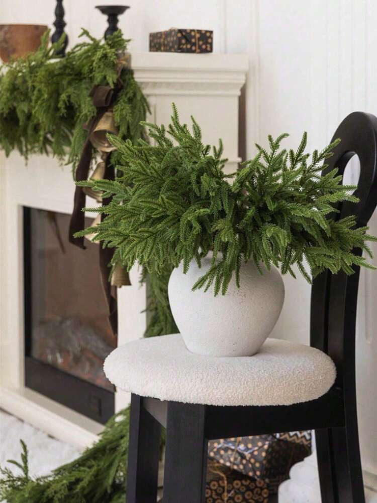 24Pcs Norfolk Pine Stems, Artificial Christmas Greenery Branches For Vase, Artificial Pine Picks,... | SHEIN