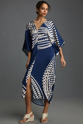 Traffic People Abstract Silky Kaftan | Anthropologie (US)