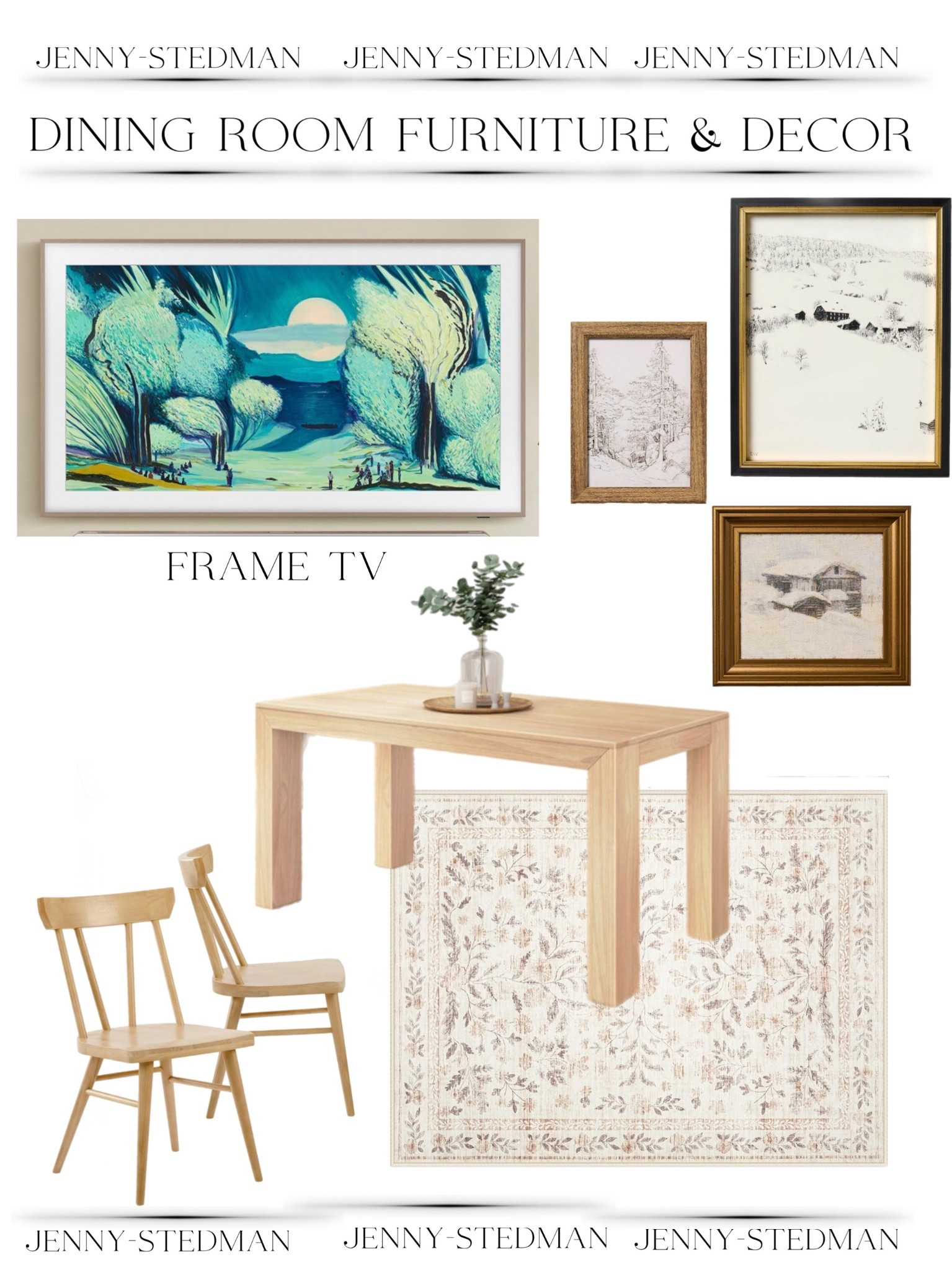 Frame tv in dining room. 