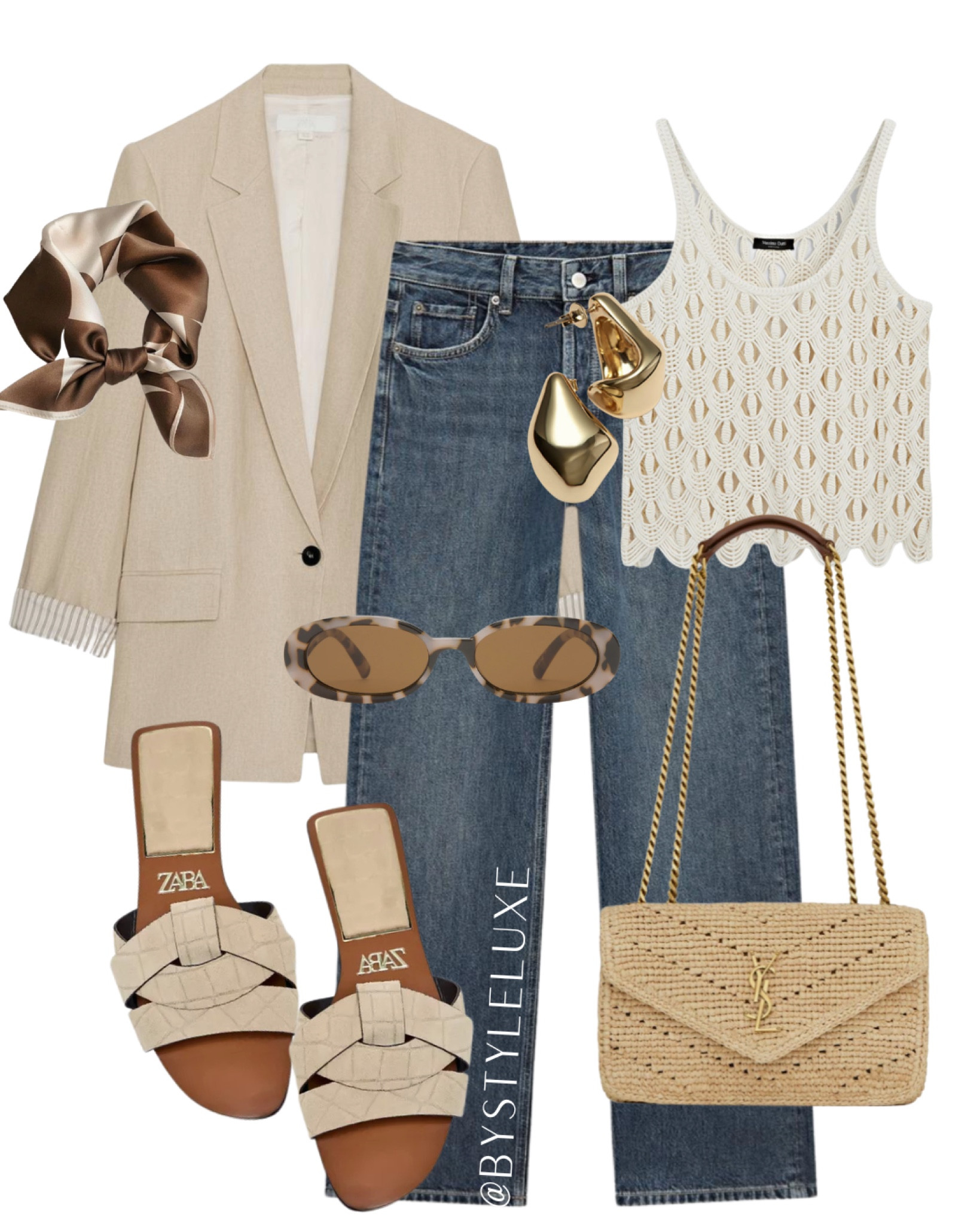 CROCHET TOP - Styling this gorg crochet knitted top with jeans and a blazer for a staple spring outfit 

#jeans #blazer #sandals 

#LTKjeans #LTKsummer #LTKshoes