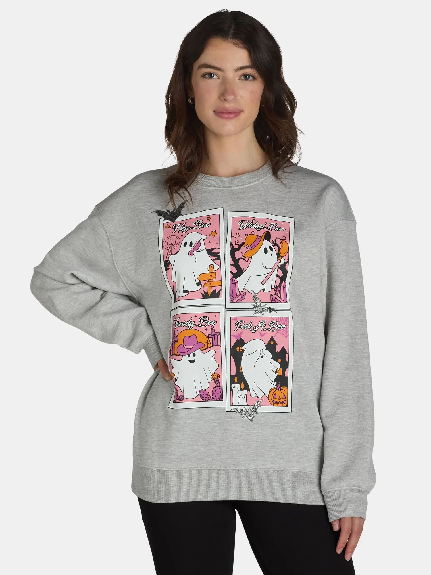 Halloween Women’s Multi Boo Graphic Sweatshirt, Sizes XXS-XXL | Walmart (US)