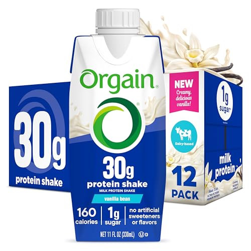 Orgain 30g High Protein Shake, Dairy Isolate Milk Protein, Vanilla Bean, 5g BCAAs, 1g Sugar per Serving, Meal Replacement, Ready to Drink, Keto Friendly, Gluten-Free, 11 Fl Oz, 12 Bottles | Amazon (US)