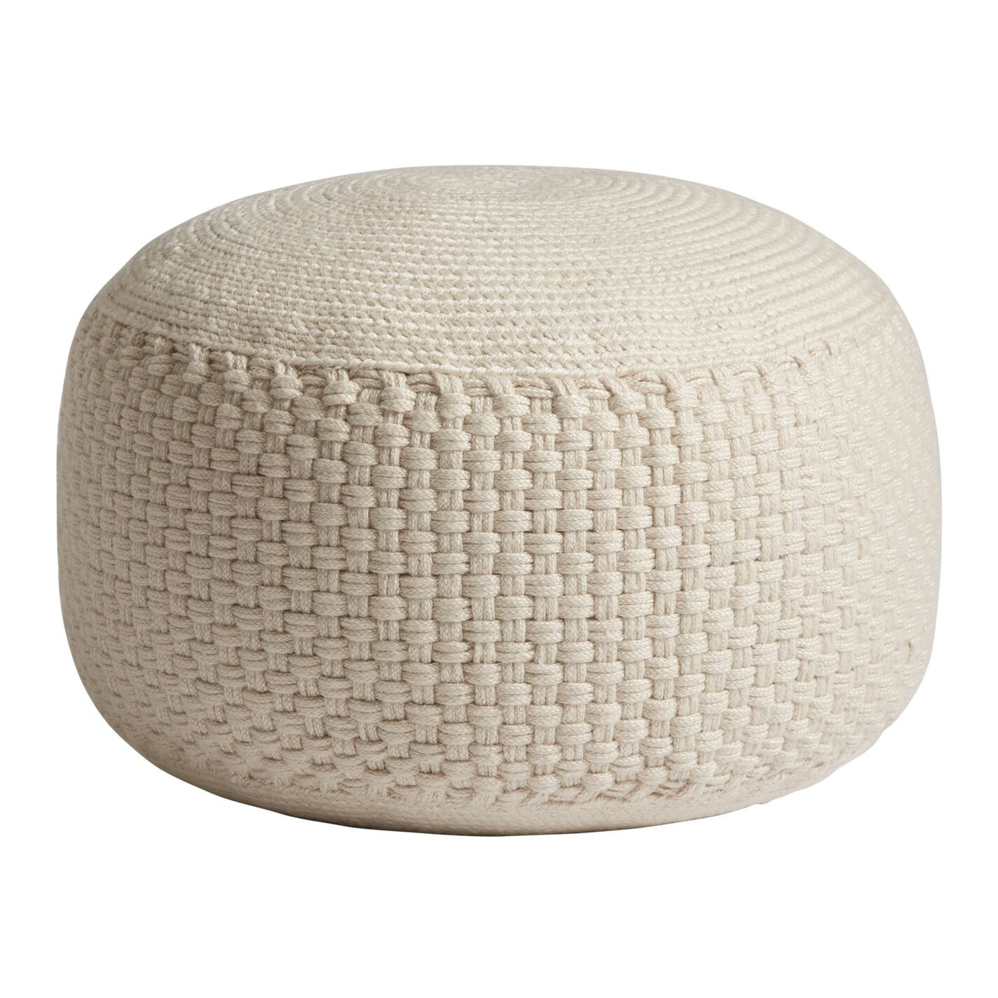 Round Braided Indoor Outdoor Pouf - World Market | World Market