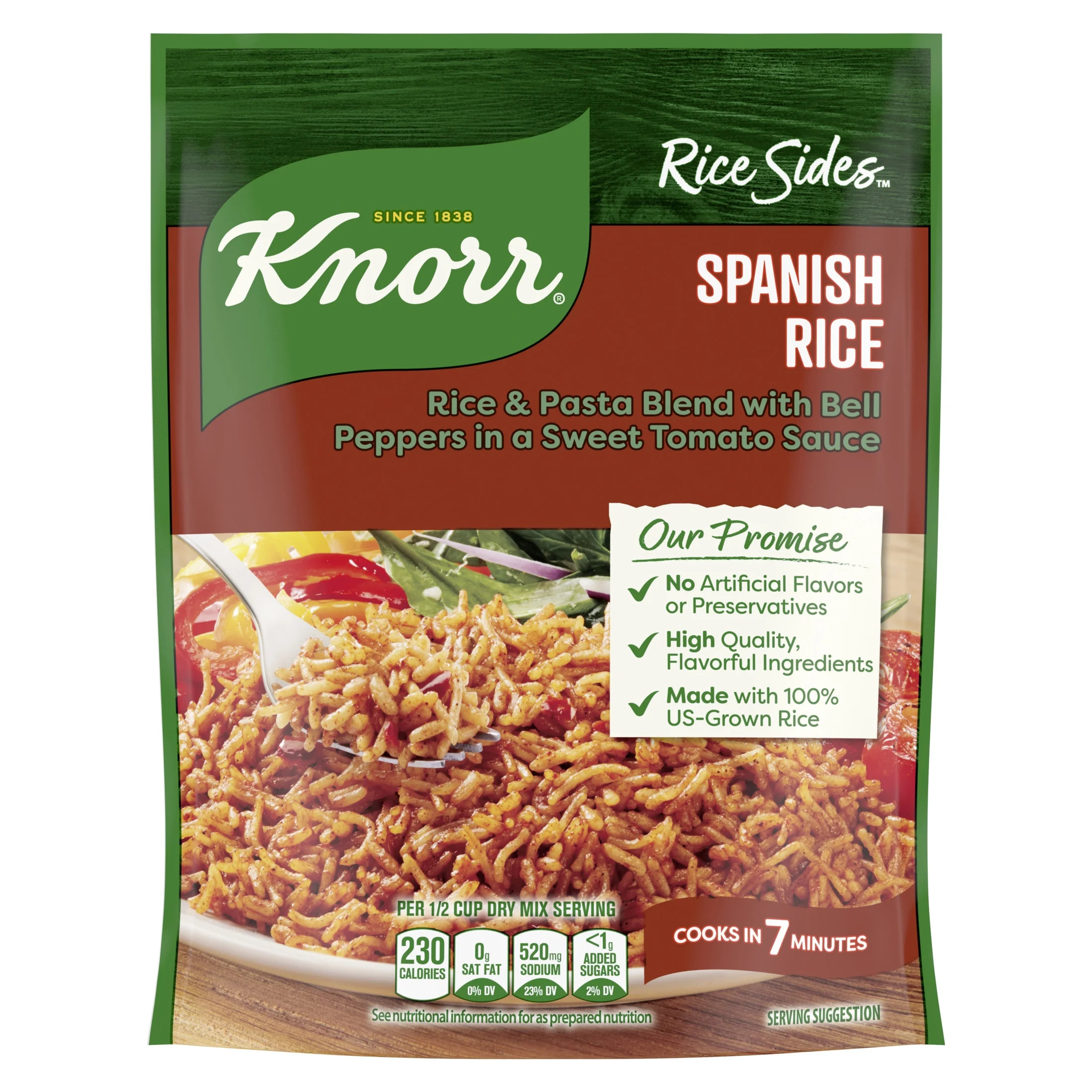 Knorr No Artificial Flavors Spanish Parboiled Rice Cooks in 7 Minutes, 5.6 oz Regular Pouch | Walmart (US)