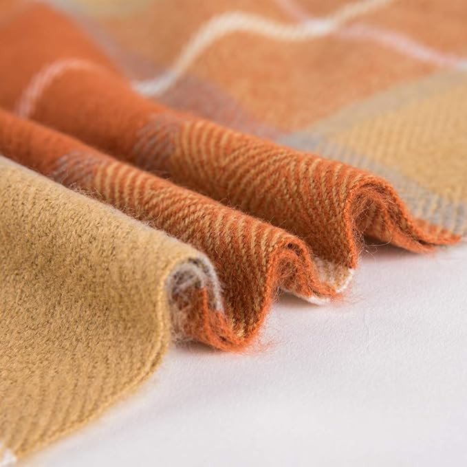 G Lake Orange Plaid Blanket Throw Acrylic Soft Reversible Dyed Fringed Bed Blanket Gift for Chris... | Amazon (US)