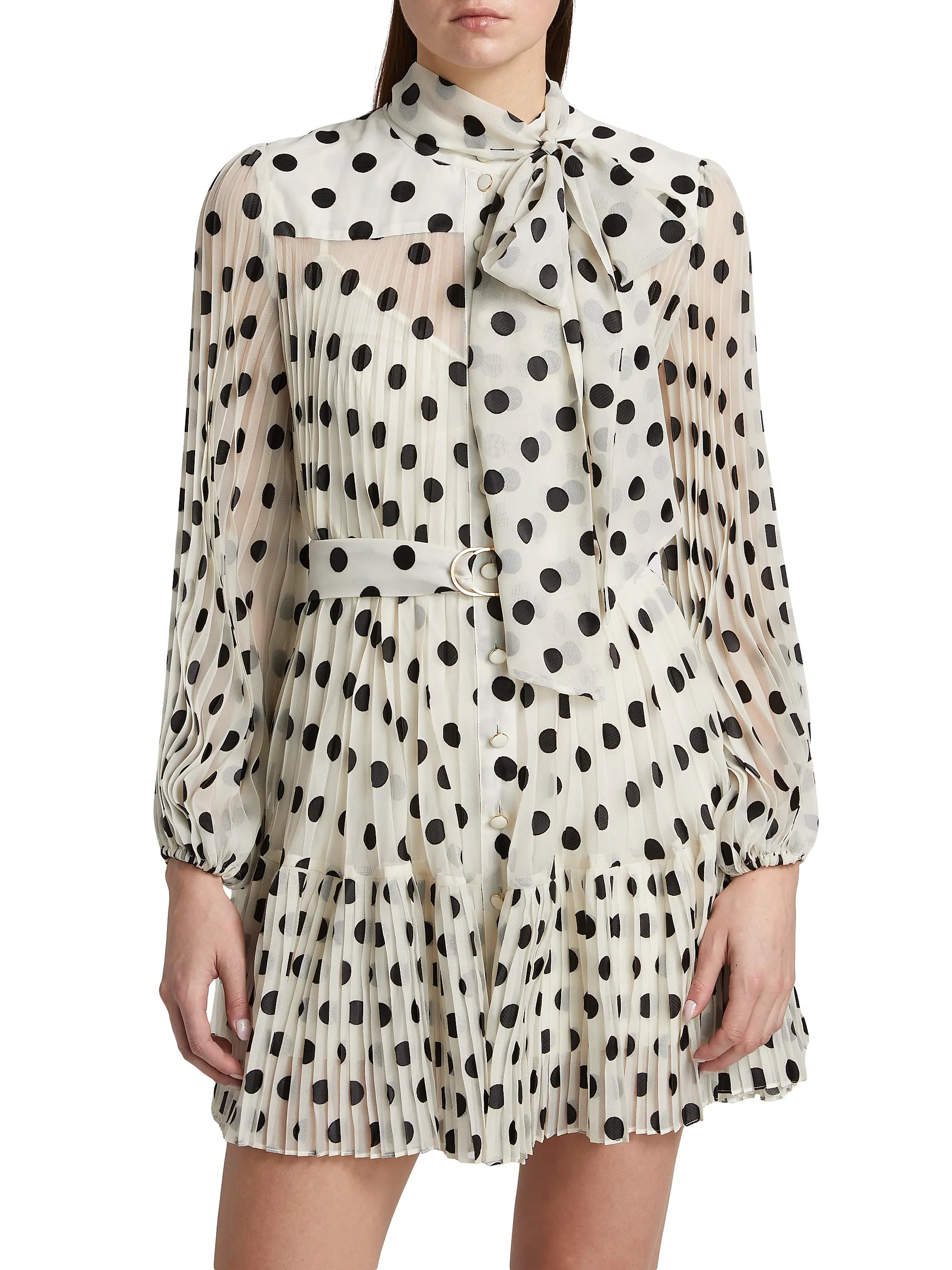 Polka Dot Pussybow Minidress | Saks Fifth Avenue