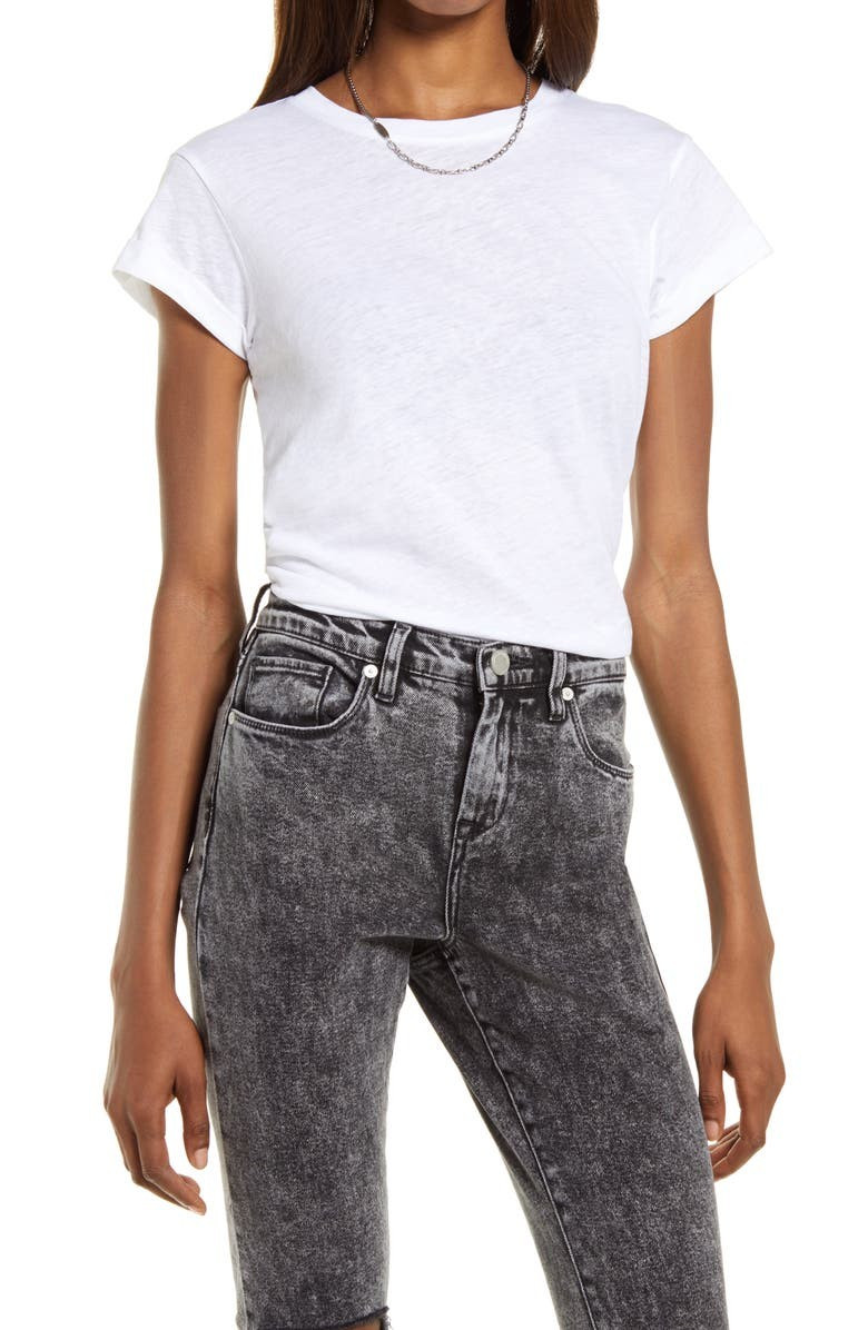Anna Cuff Sleeve Cotton T-Shirt | Nordstrom