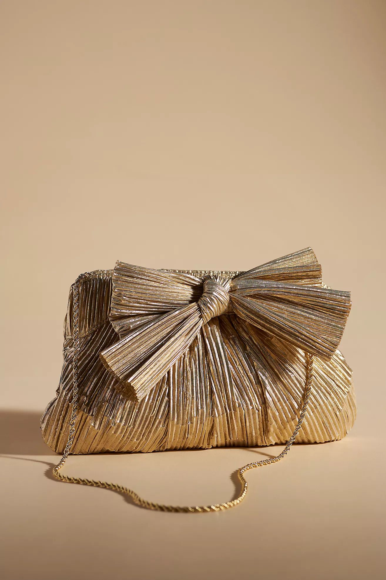 Loeffler Randall Rayne Gold Bow Clutch | Anthropologie (US)