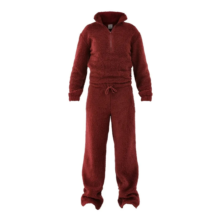 No Boundaries Plush Mock Neck Top and Pants Set, 2-Piece, Women’s - Walmart.com | Walmart (US)
